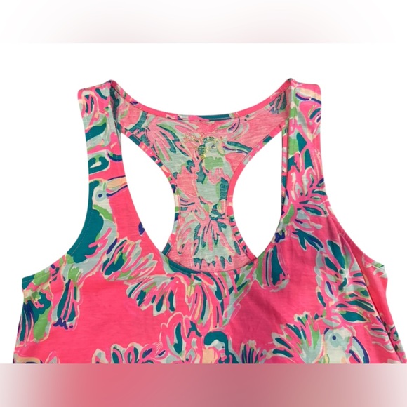 Lilly Pulitzer Pink Pima Cotton Toucan Tank Top Size Small - Picture 4 of 8